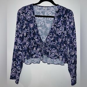 Sunday Best New Cropped Tie-Front Blouse